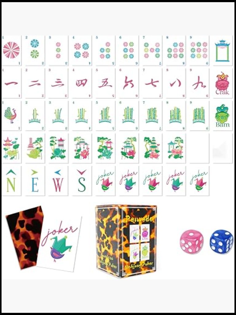 American Mahjong Playing Cards 160 Pcs Large Print Durable Plastic-Coated